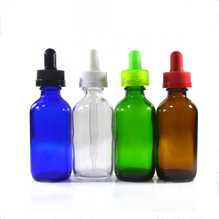 1oz 2 oz 4 oz .5oz cobalt blue/amber/brown/clear long pipette childproof boston round glass dropper bottles 30ml