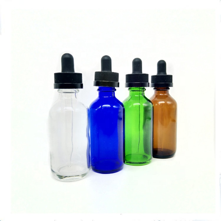 1oz 2 oz 4 oz.5oz cobalt blue/amber/brown/clear long pipette childproof boston round glass dropper bottles 30ml