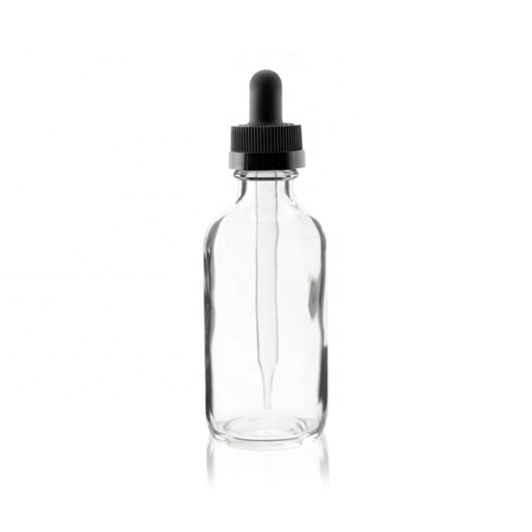 1oz 2 oz 4oz 8oz 16oz Clear Amber Boston Round Glass Bottle for Juice Beverage Lotion