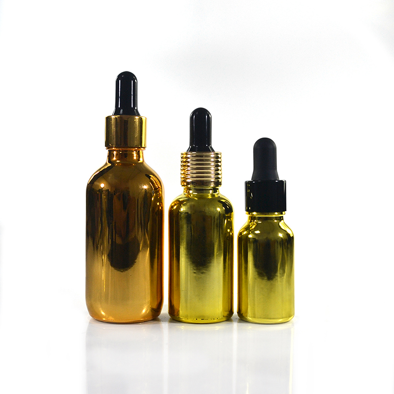 1oz 2 oz 50ml hair oil bottle with dropper cosmetics eye glass dropper bottles gold colour