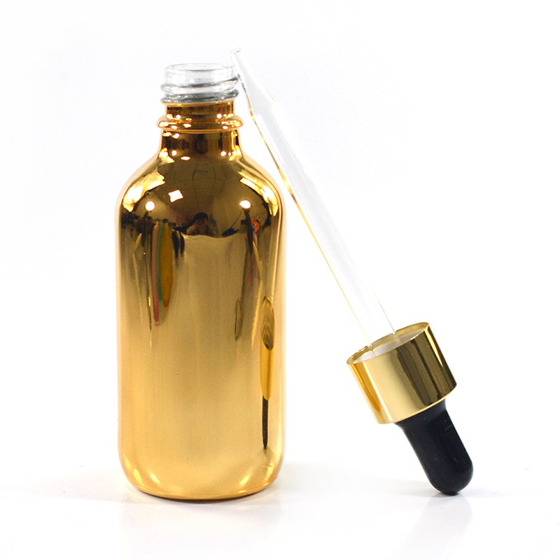 1oz 2 oz 50ml hair oil bottle with dropper cosmetics eye glass dropper bottles gold colour