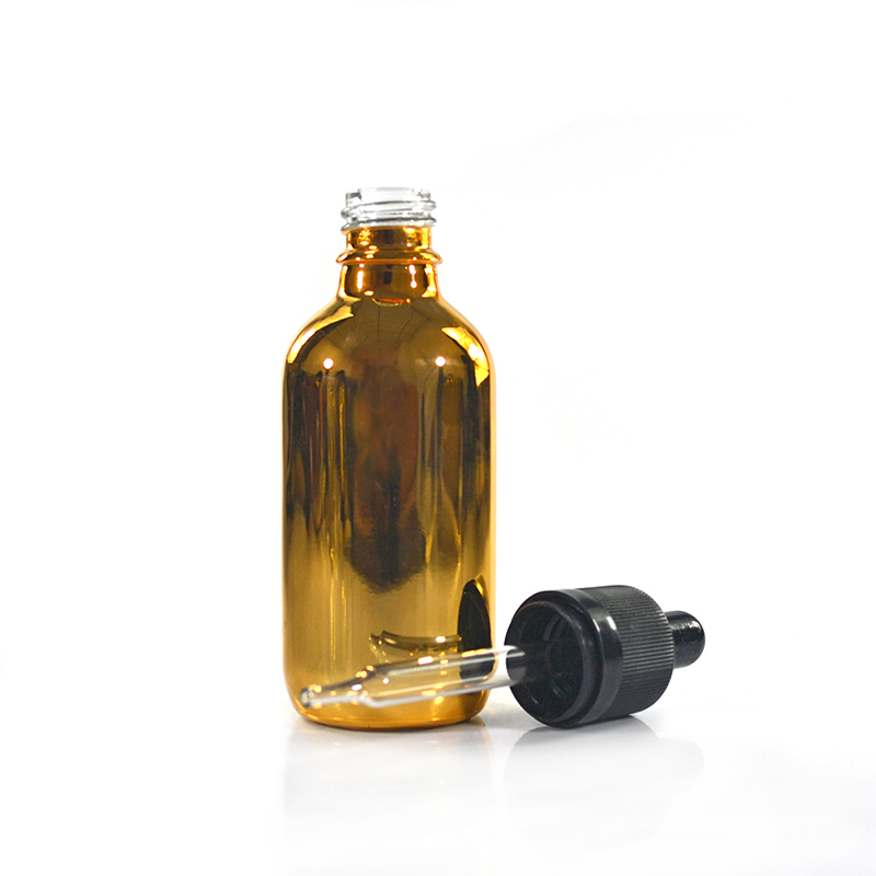 1oz 2 oz 50ml hair oil bottle with dropper cosmetics eye glass dropper bottles gold colour