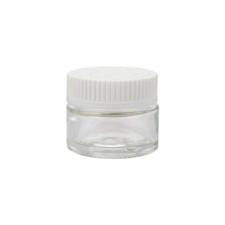 1oz 20ml 30ml 50ml custom design medicine clear round glass jar for weeds herbs skin cream mask bottle with child proof lid