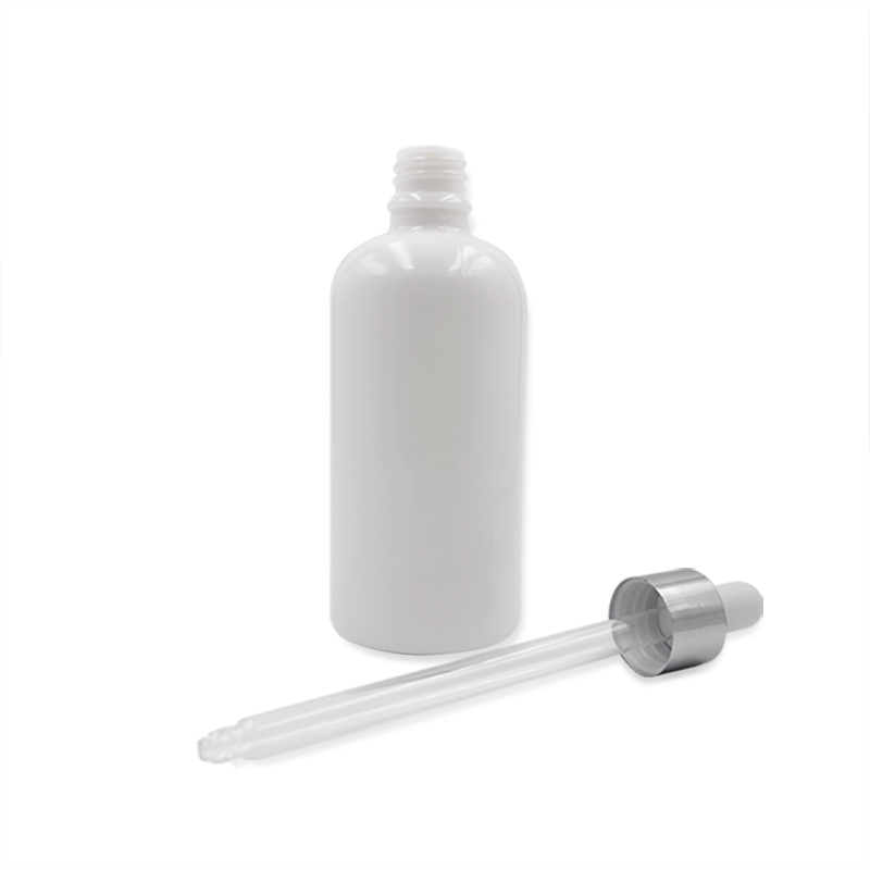 1oz 2oz 30ml 60ml Opal White Porcelain Boston Round Glass Dropper Bottle With Gold Screw Cap