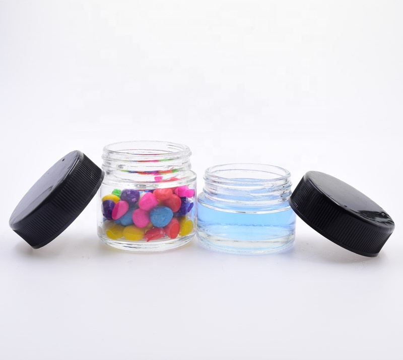 1oz 2oz 30ml 60ml clear round hemp cosmetics cream jar containers flower packaging cbd child proof lid child resistant glass jar