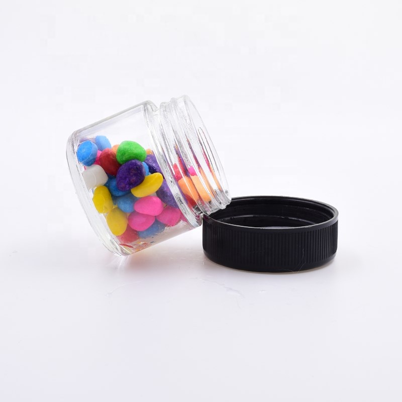 1oz 2oz 30ml 60ml clear round hemp cosmetics cream jar containers flower packaging cbd child proof lid child resistant glass jar