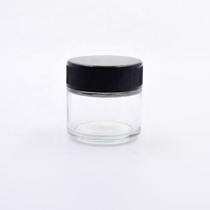 1oz 2oz 30ml 60ml clear round hemp cosmetics cream jar containers flower packaging cbd child proof lid child resistant glass jar