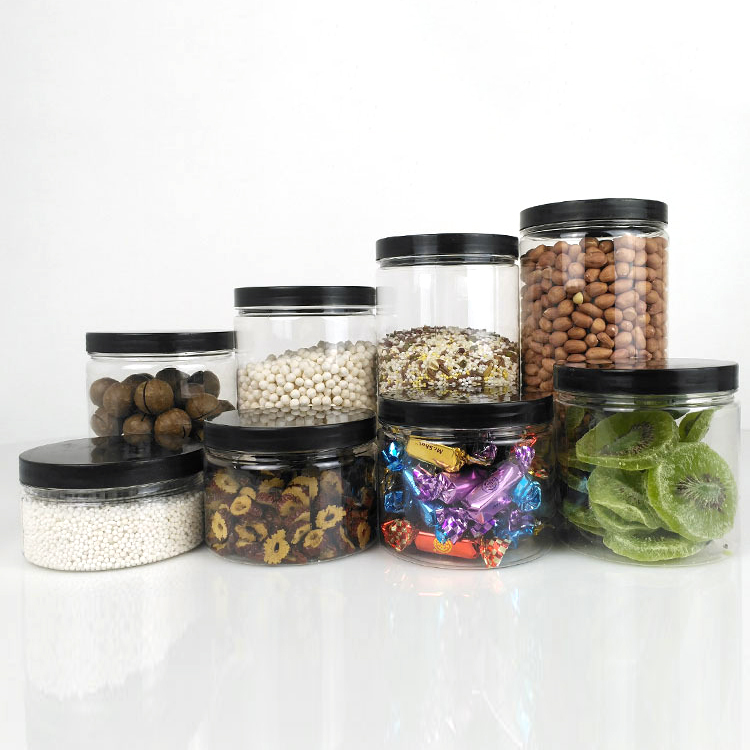 1oz 2oz 3oz 4oz 5oz 6oz 8oz 10oz 12oz 15oz 16oz 32oz tranparent clear plastic jars with silver lids in stock