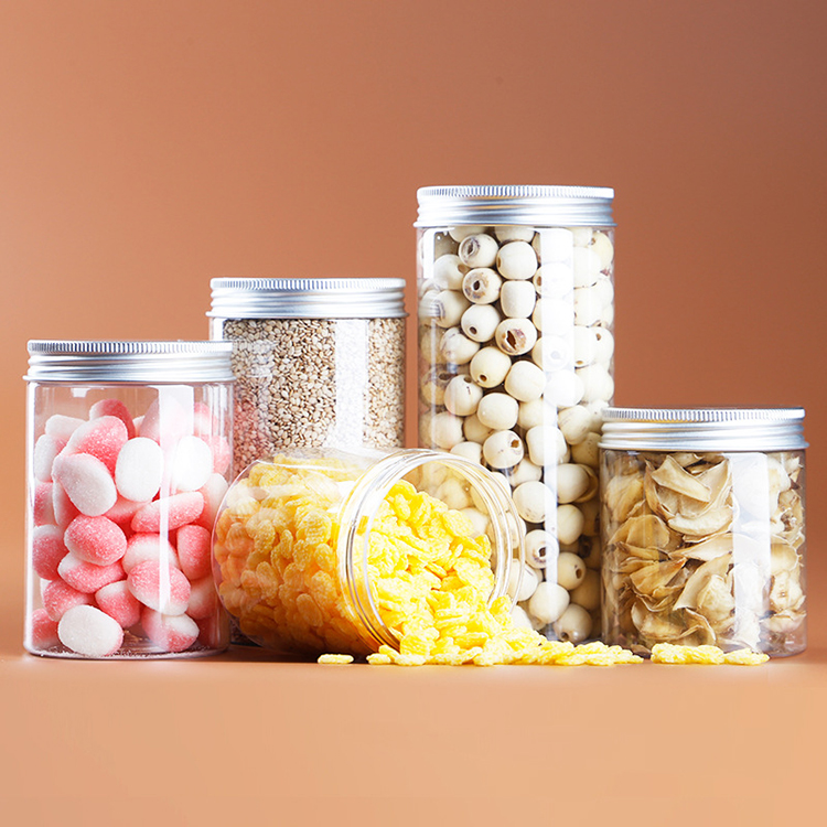 1oz 2oz 3oz 4oz 5oz 6oz 8oz 10oz 12oz 15oz 16oz 32oz tranparent clear plastic jars with silver lids in stock