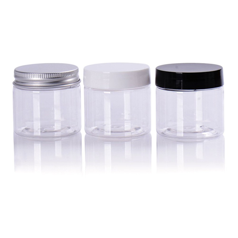 1oz 2oz 3oz 4oz 5oz 6oz 8oz 10oz 12oz 16oz 32oz Cylinder Wide Mouth Jar food safe clear plastic PET jar for cosmetic