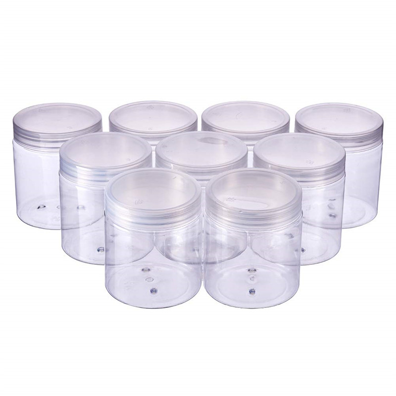1oz 2oz 3oz 4oz 5oz 6oz 8oz 10oz 12oz 16oz 32oz Cylinder Wide Mouth Jar food safe clear plastic PET jar for cosmetic