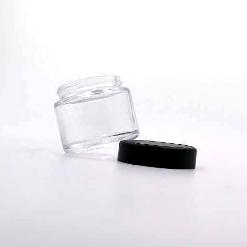 1oz 2oz 3oz 4oz 5oz 6oz 8oz 16oz wide mouth clear CR package container 56D 48H round glass child proof jar with lid for weeds vc