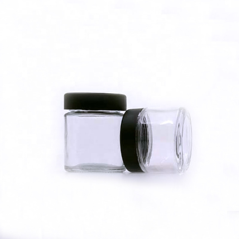 1oz 2oz 3oz 4oz 5oz 6oz 8oz 16oz wide mouth clear CR package container 56D 48H round glass child proof jar with lid for weeds vc