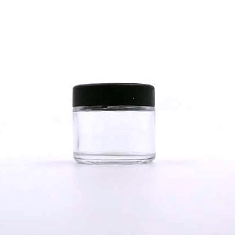 1oz 2oz 3oz 4oz 5oz 6oz 8oz 16oz wide mouth clear CR package container 56D 48H round glass child proof jar with lid for weeds vc