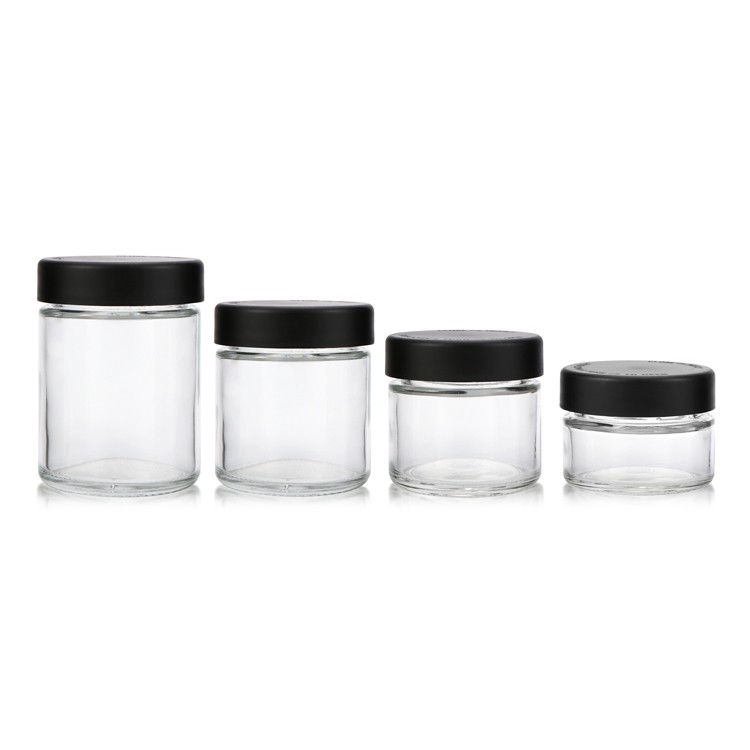 1oz 2oz 3oz 4oz 5oz 8oz Child resistant glass concentrate jar /container with black cap