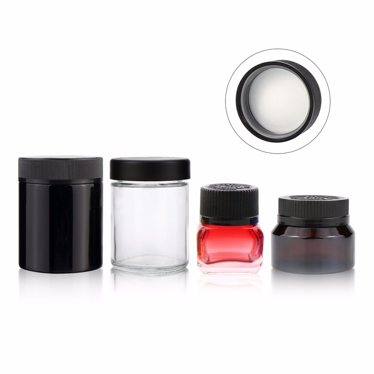 1oz 2oz 3oz 4oz 5oz 8oz Child resistant glass concentrate jar /container with black cap