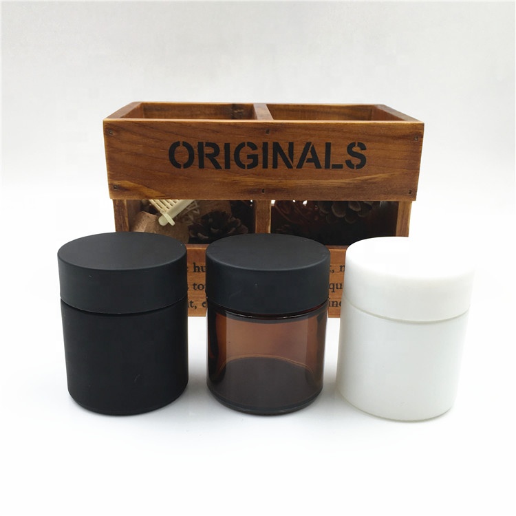 1oz 2oz 3oz 4oz 5oz 8oz matte black child proof container glass jar with child proof lid