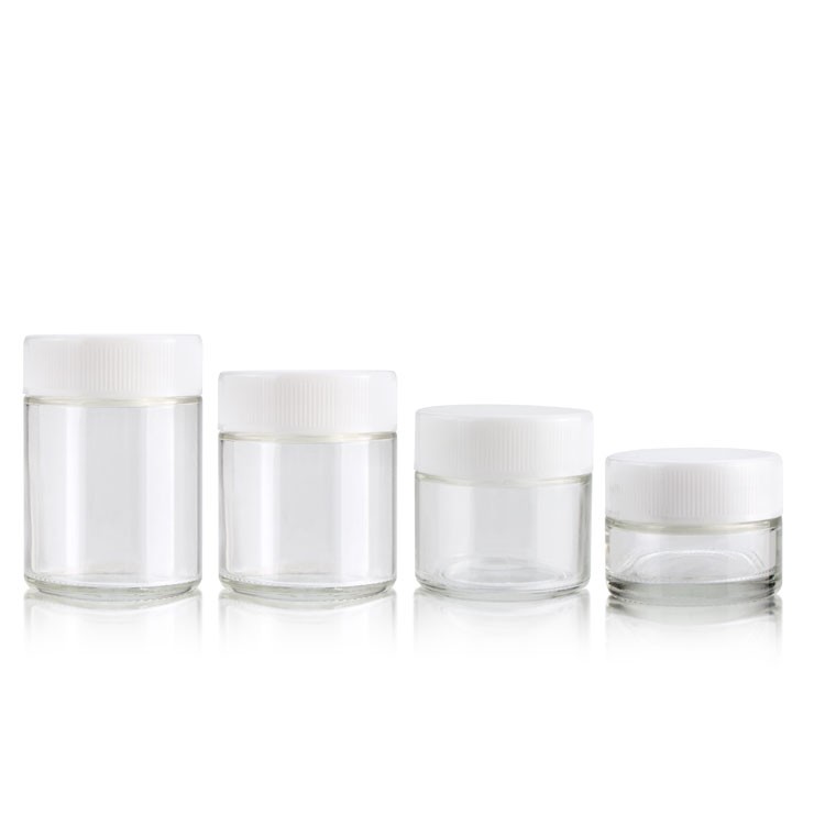 1oz 2oz 3oz 4oz 5oz 8oz medical clear smell proof glass jar child proof packaging