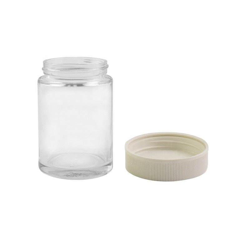 1oz 2oz 3oz 4oz child resistant round smell proof glass jar with plastic lid