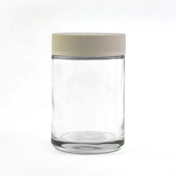 1oz 2oz 3oz 4oz child resistant round smell proof glass jar with plastic lid