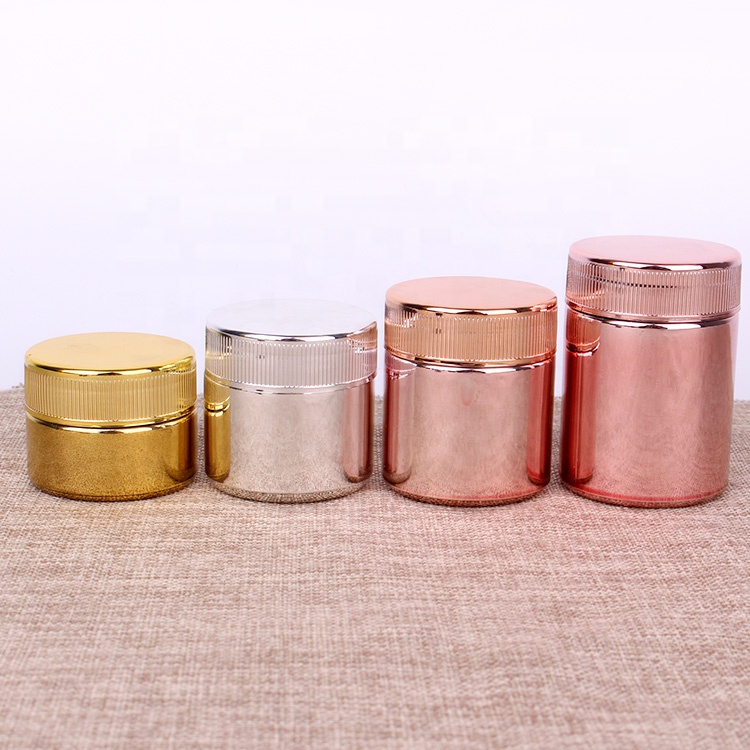 1oz 2oz 3oz 4oz childproof golden silver straight-sided glass jar with child resistant lids