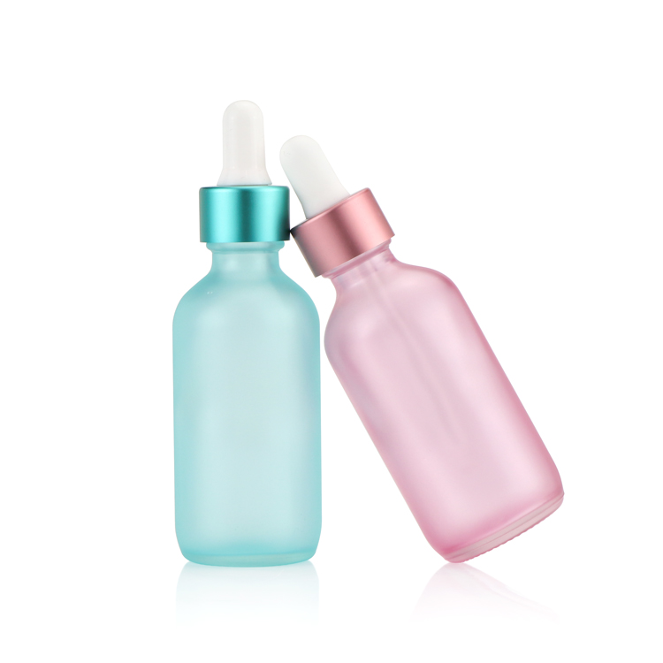 1oz 2oz 3oz 4oz colorful pink bule Boston Round Glass Bottle with dropper