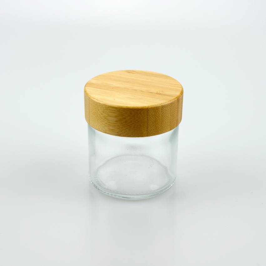 1oz 2oz 3oz 4oz cosmetic  glass jar with bamboo screw lid