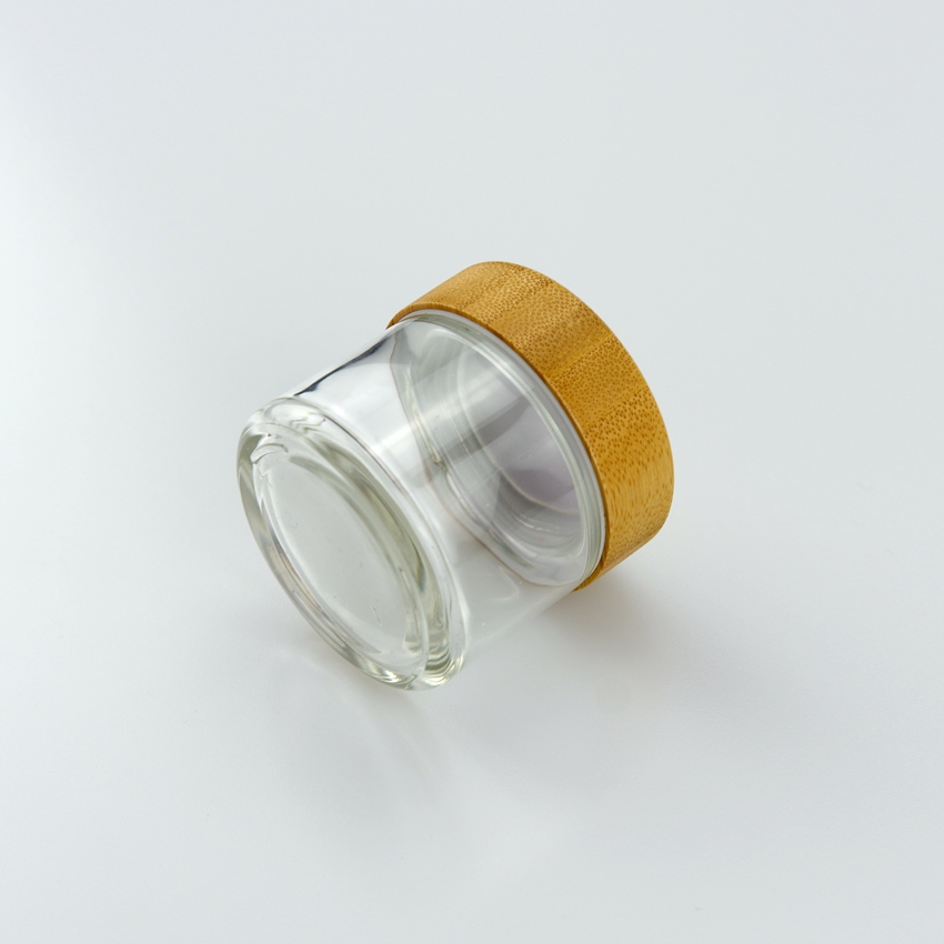 1oz 2oz 3oz 4oz cosmetic glass jars with bamboo lid
