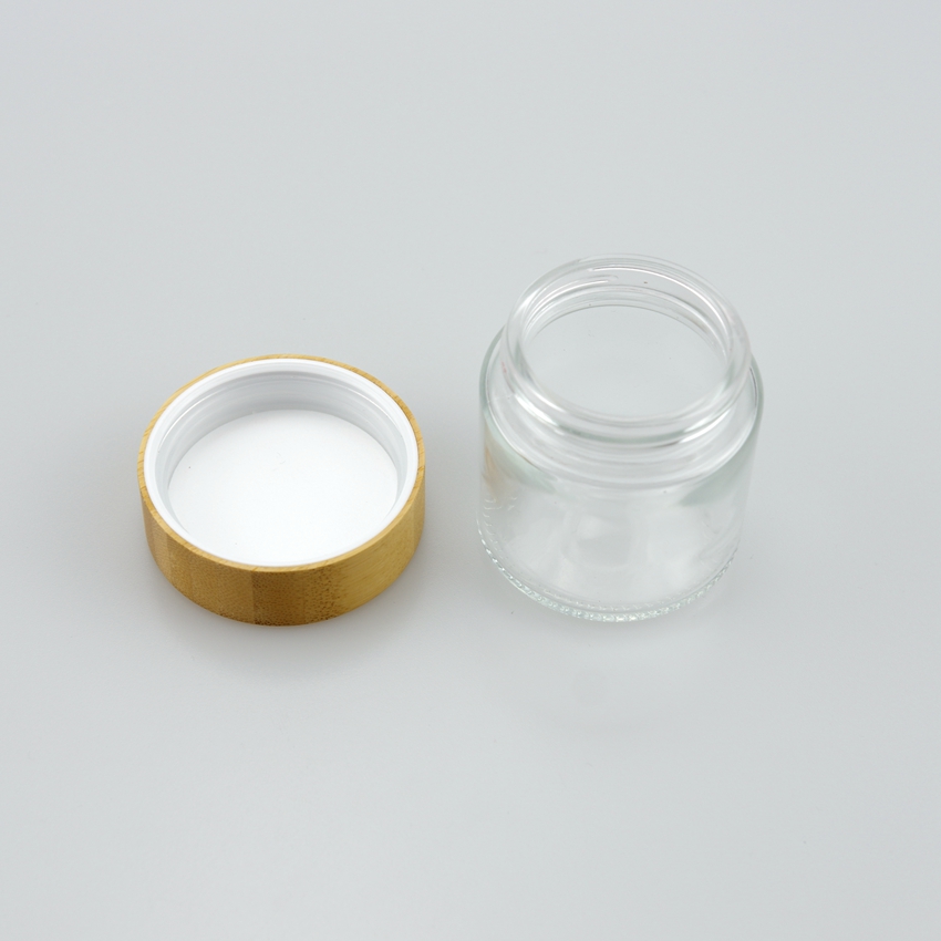 1oz 2oz 3oz 4oz cosmetic glass jars with bamboo lid