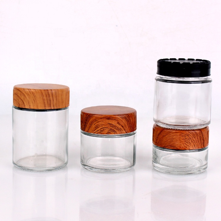 1oz 2oz 3oz 4oz round cosmetic glass jars with flat child proof caps