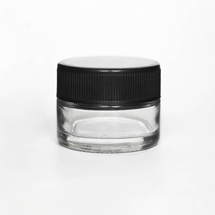1oz 2oz 3oz Small clear glass herb containers jar with child resistant lid