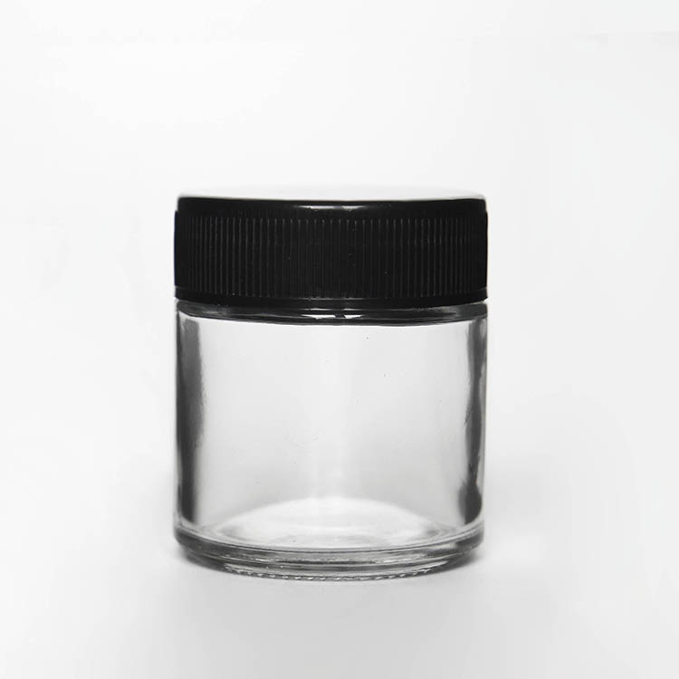 1oz 2oz 3oz Small clear glass herb containers jar with child resistant lid