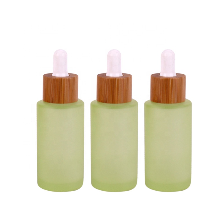 1oz 2oz 3oz cosmetic packaging glass dropper bottle liquid essence bottle with bamboo lid