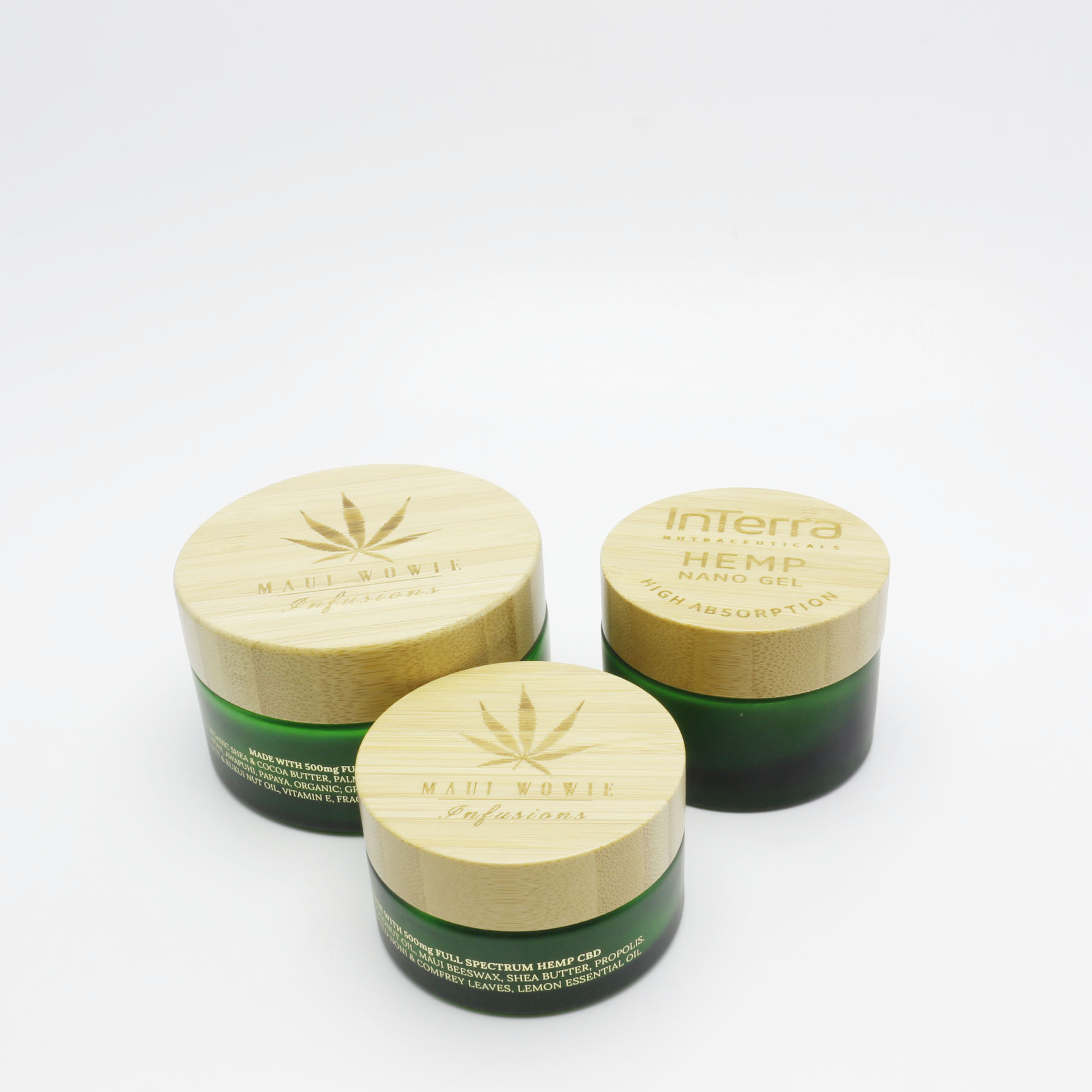1oz 2oz 3oz frosted green glass jars with the real bamboo lids in stock GJ-254K