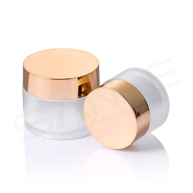 1oz 2oz 4oz 16oz Luxury Cosmetic Packaging Empty OEM Cosmetic Containers Frosted cosmetic jar with gold lid
