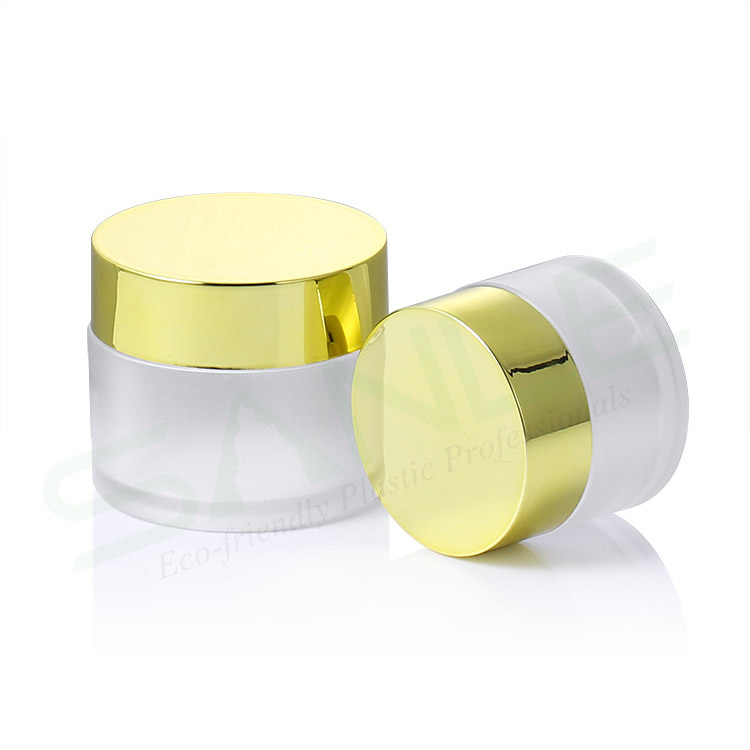 1oz 2oz 4oz 16oz Luxury Cosmetic Packaging Empty OEM Cosmetic Containers Frosted cosmetic jar with gold lid