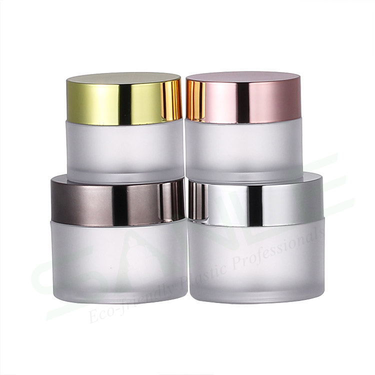 1oz 2oz 4oz 16oz Luxury Frosted Empty OEM Cosmetic Containers PS Cream Jar with gold lid matte jar