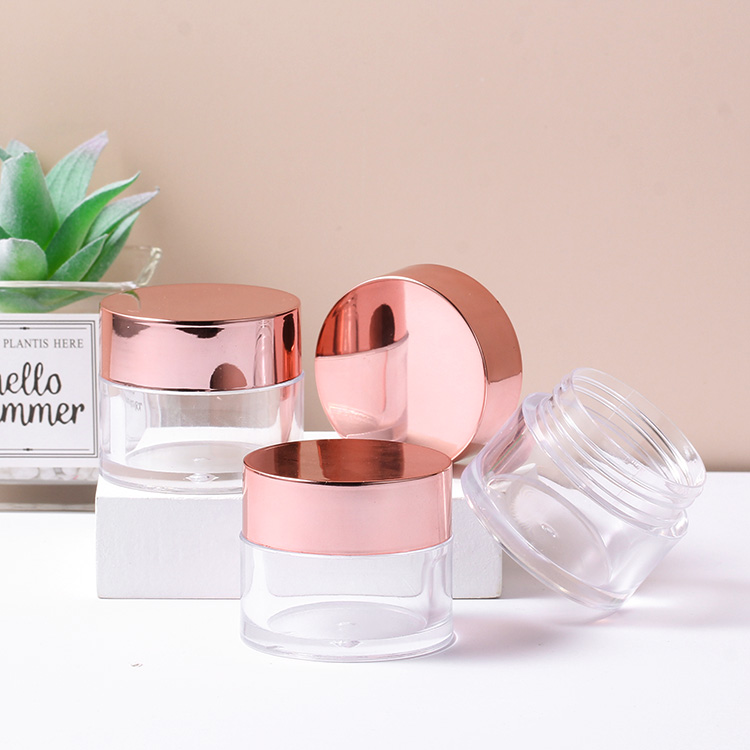 1oz 2oz 4oz 16oz plastic PS Custom Recycled Luxury with golden pink Electroplating Lid for gel polish powder