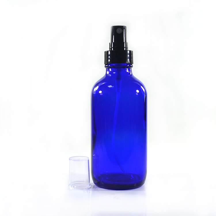 1oz 2oz 4oz 30ml 60ml 120ml clear green Cobalt blue amber boston glass bottle with plastic pump sprayer