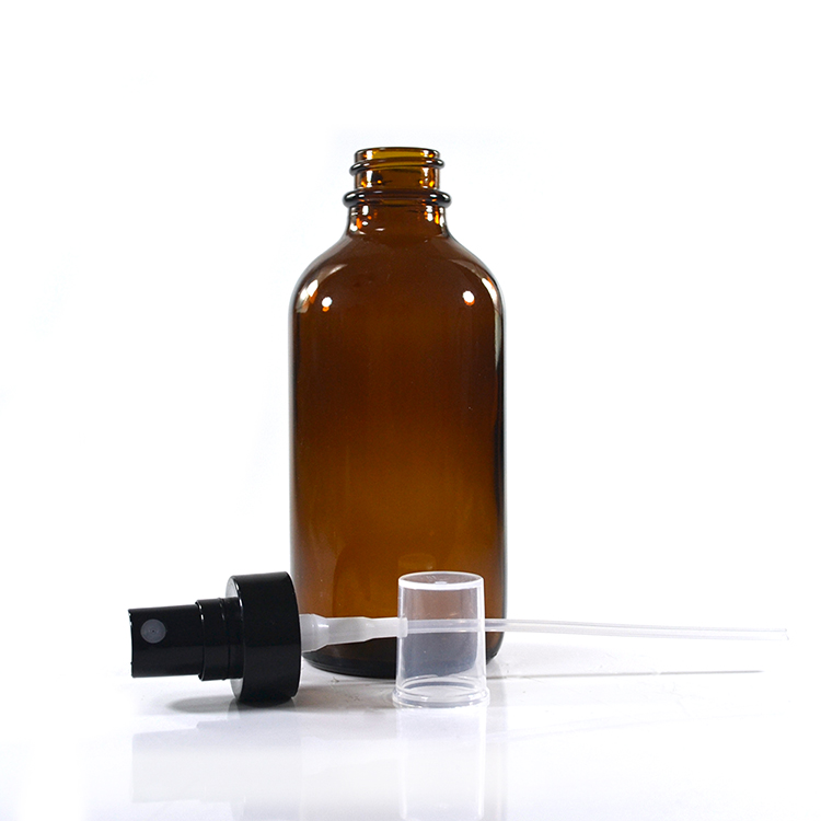 1oz 2oz 4oz 30ml 60ml 120ml clear green Cobalt blue amber boston glass bottle with plastic pump sprayer