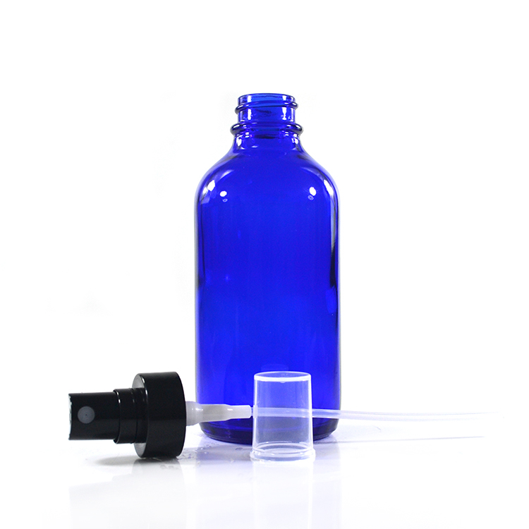 1oz 2oz 4oz 30ml 60ml 120ml clear green Cobalt blue amber boston glass bottle with plastic pump sprayer