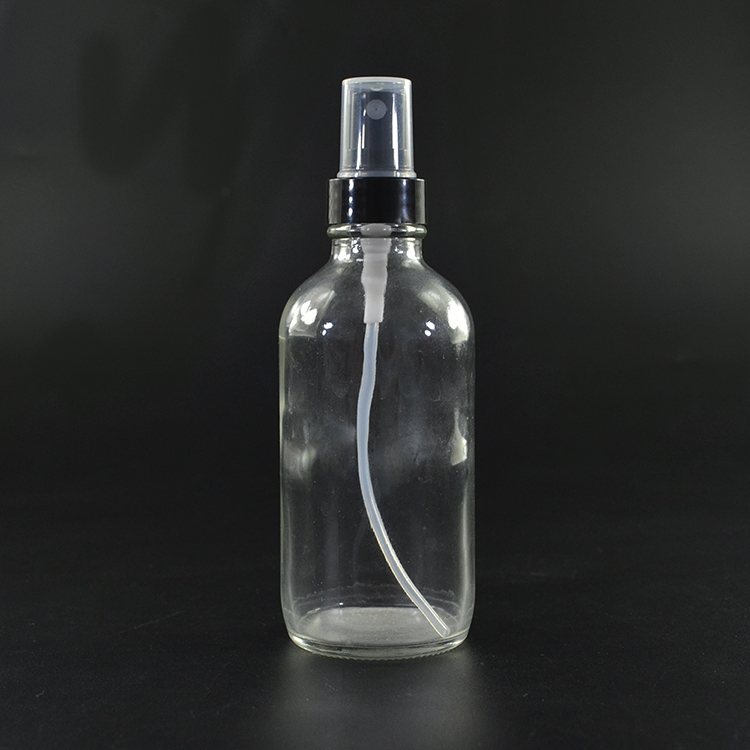 1oz 2oz 4oz 30ml 60ml 120ml clear green Cobalt blue amber boston glass bottle with plastic pump sprayer