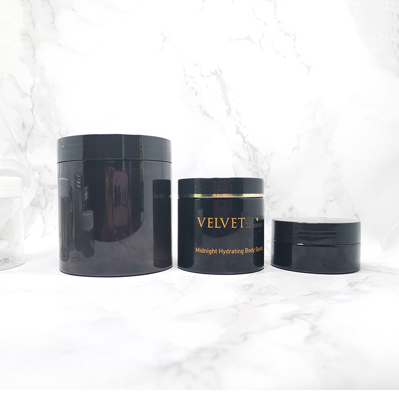 1oz 2oz 4oz 5oz 6oz 8oz 10oz 12oz empty hair products packaging black cosmetic plastic jar