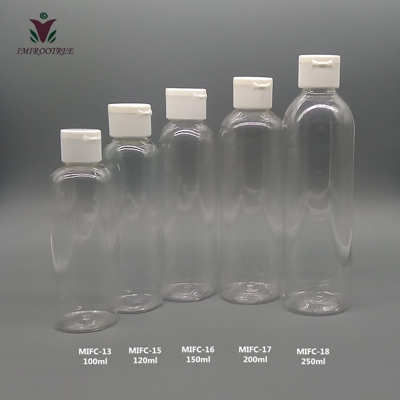 1oz 2oz 4oz 5oz 8oz Bullet Round Shape Transparent Squeeze Plastic Bottles with White Black Flip Disc Caps