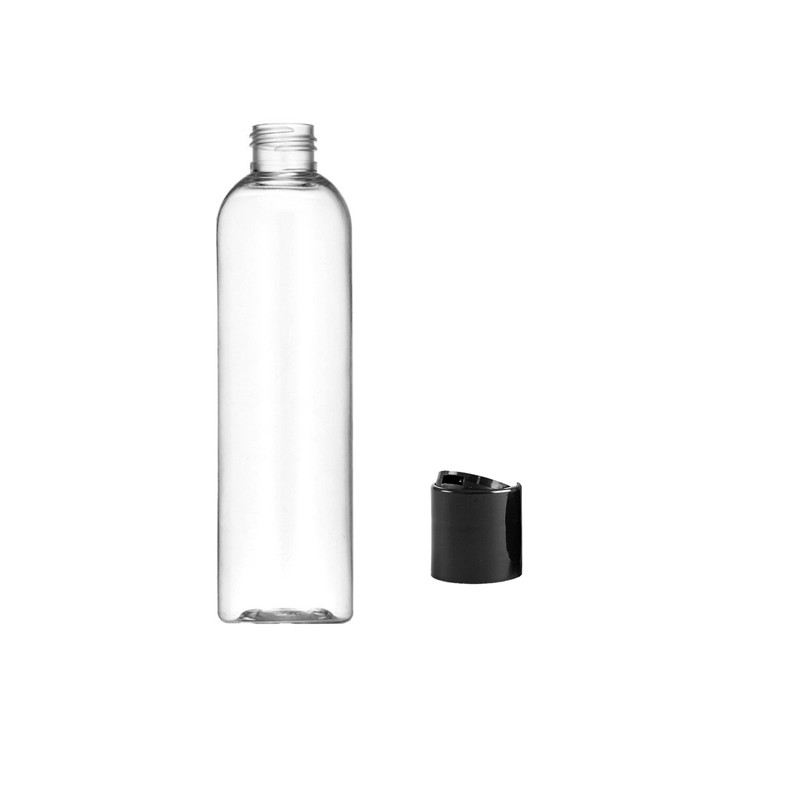 1oz 2oz 4oz 5oz 8oz Bullet Round Shape Transparent Squeeze Plastic Bottles with White Black Flip Disc Caps