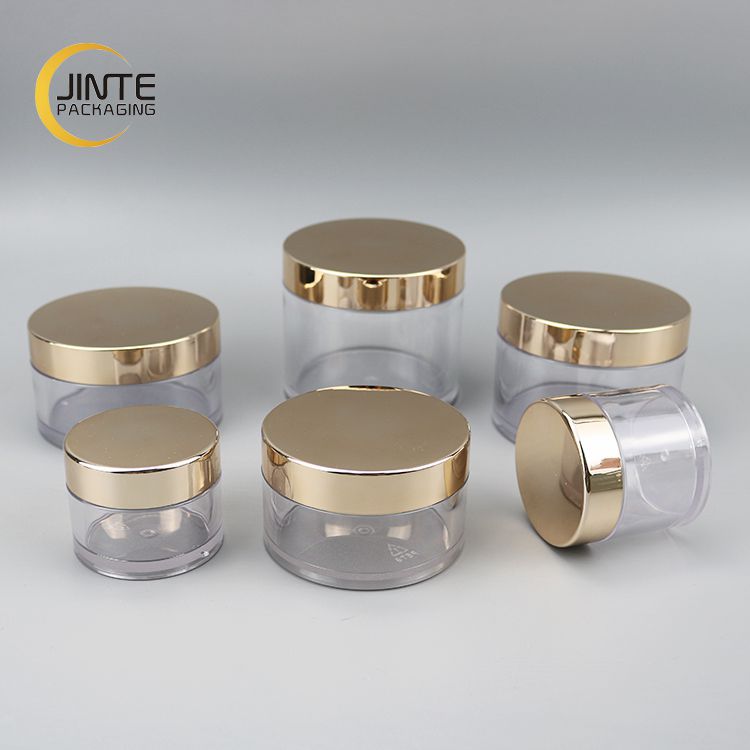 1oz 2oz 4oz 6oz 8oz Jinte Packaging  Container Cosmetics Transparent PETG jar with  gold cap for Hair Mask products