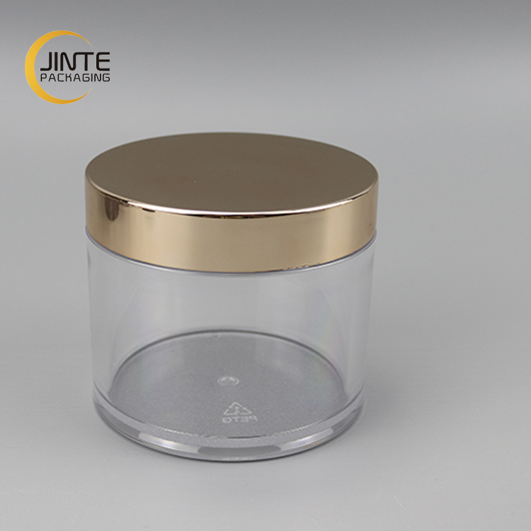 1oz 2oz 4oz 6oz 8oz Jinte Packaging Container Cosmetics Transparent PETG jar with gold cap for Hair Mask products