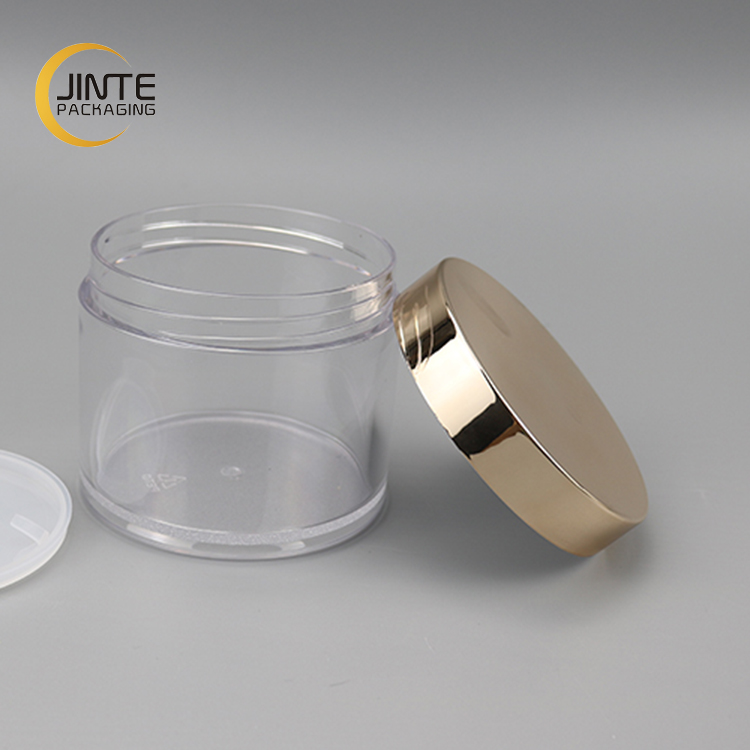 1oz 2oz 4oz 6oz 8oz Jinte Packaging Container Cosmetics Transparent PETG jar with gold cap for Hair Mask products