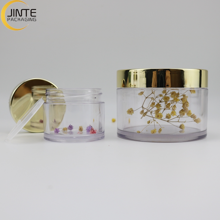 1oz 2oz 4oz 6oz 8oz Jinte Packaging Container Cosmetics Transparent PETG jar with gold cap for Hair Mask products