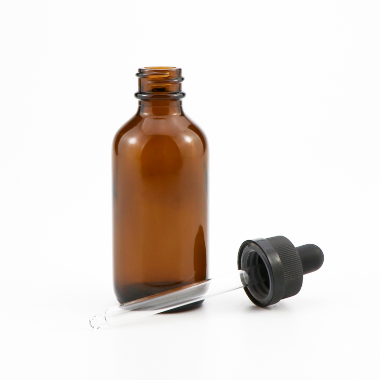 1oz 2oz 4oz 6oz 8oz clear Boston Round Glass Bottle with black Glass Dropper/black cap
